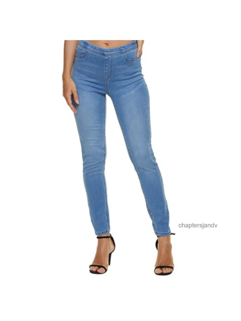 High Waist Stretchy Pull On Jeggings Slim Fit Jeans with Pockets